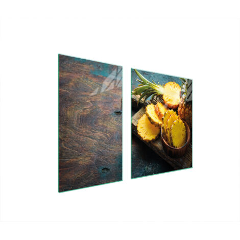 ASSIETTE EN VERRE et PLANCHE À DÉCOUPER 100x52 ANANAS (1/5)