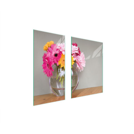PLAQUE DE PROTECTION EN VERRE 75x52 FLEURS (1/5)