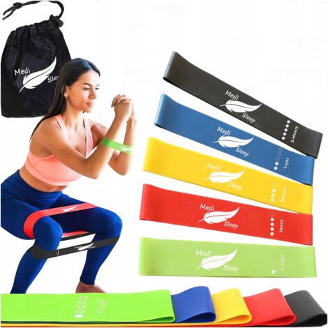 BANDES DE RÉSISTANCE POUR L'ENTRAÎNEMENT FITNESS - ENSEMBLE DE 5 BANDES MEDI SLEEP