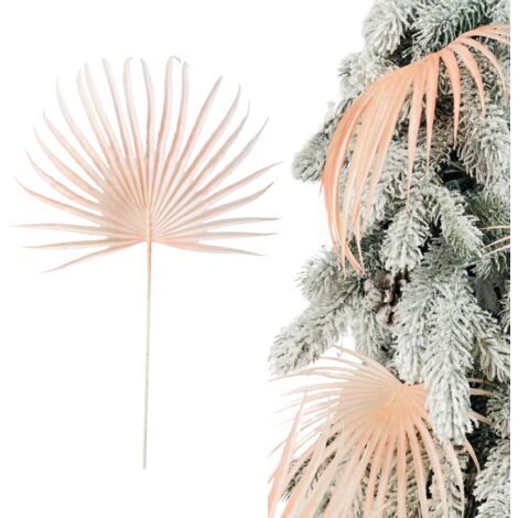 Branche décorative en feuille de palmier rose clair - Feuilles pour décorations et sapins de Noël 48 cm