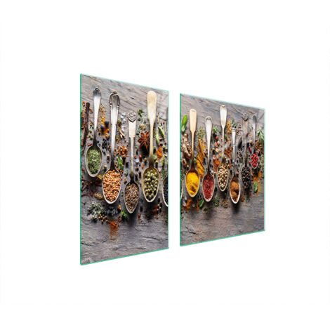 ASSIETTE EN VERRE et PLANCHE À DÉCOUPER 100x52 ÉPICES (1/5)