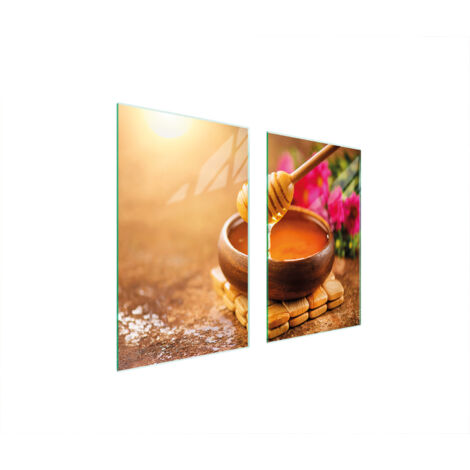 PLAQUE DE PROTECTION EN VERRE POUR POÊLE 75x52 MIEL (1/5)