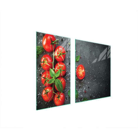 PLAQUE DE PROTECTION EN VERRE POUR POÊLE 90x52 TOMATES (1/5)
