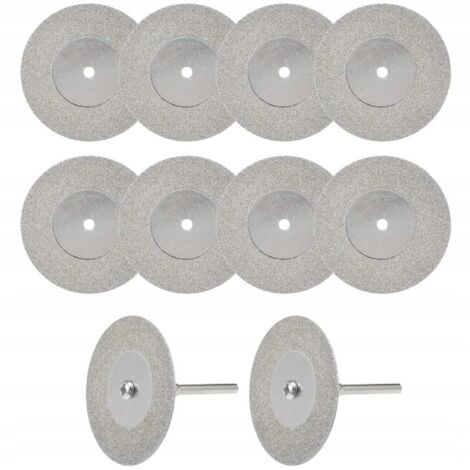 Disques diamantés 30 mm pour mini-meuleuse Dremel, 10 pièces + 2 mandrins