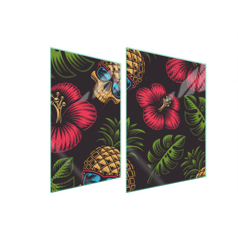 PLAQUE DE PROTECTION EN VERRE POUR POÊLE 70x52 ANANAS (1/5)