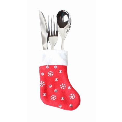 MINI CHAUSSETTES POUR COUVERTS 4 pcs FLOCONS DE NEIGE NOËL