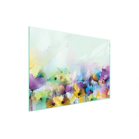 PLAQUE DE PROTECTION EN VERRE POUR POÊLE 70x52 FLEURS (1/5)