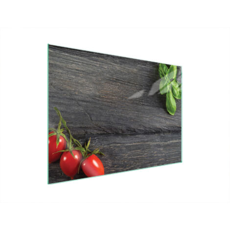 PLAQUE DE PROTECTION EN VERRE POUR POÊLE 70x52 TOMATES (1/5)