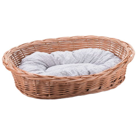 Panier en osier pour chiens et chats – Confortable avec oreiller – 4 places – Vert olive – Dimensions adaptées pour animaux