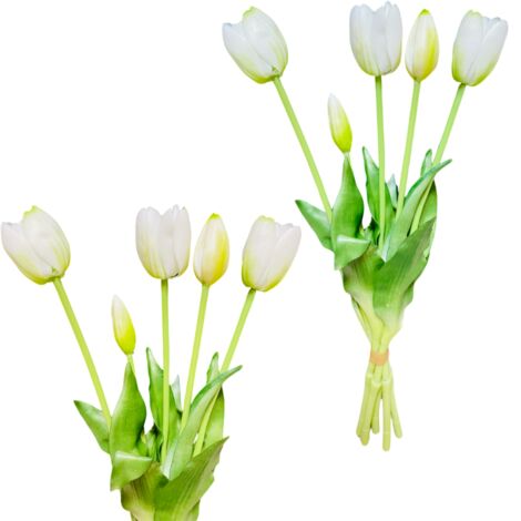 Tulipes blanches - Bouquet de tulipes en caoutchouc 39 cm Real Touch couleur 6 (1/5)