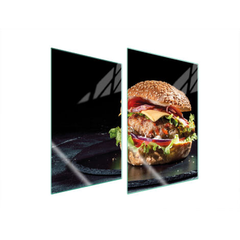 PLAQUE DE PROTECTION EN VERRE POUR CUISINE 2x35x52 HAMBURGER