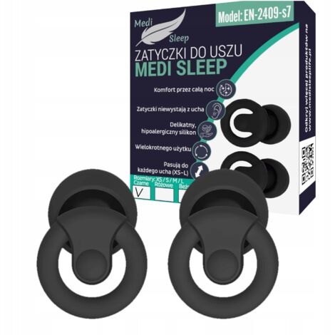 Bouchons d'oreilles Medi Sleep pour dormir taille XS / S / M / L noir (1/5)