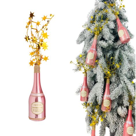 Boule en verre - Bouteille de champagne explosive, rose, 27 cm (1/5)
