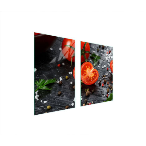 PLAQUE DE PROTECTION EN VERRE POUR CUISINE 65x52 TOMATE (1/5)