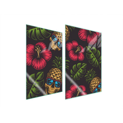 PLAQUE DE PROTECTION EN VERRE POUR CUISINE 2x35x52 ANANAS (1/5)