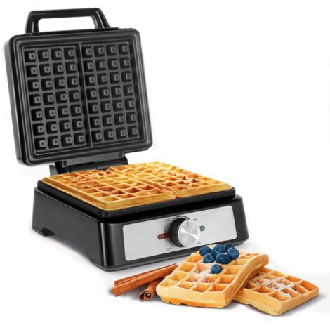 Gaufrier avec 2 gaufres, 1600 W, acier inoxydable, puissance réglable, Teesa