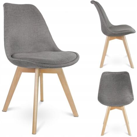 Chaise ALTA en tissu gris – Dossier profilé – Assise avec coussin moelleux – Pieds en bois de hêtre clair pour stabilité (1/5)
