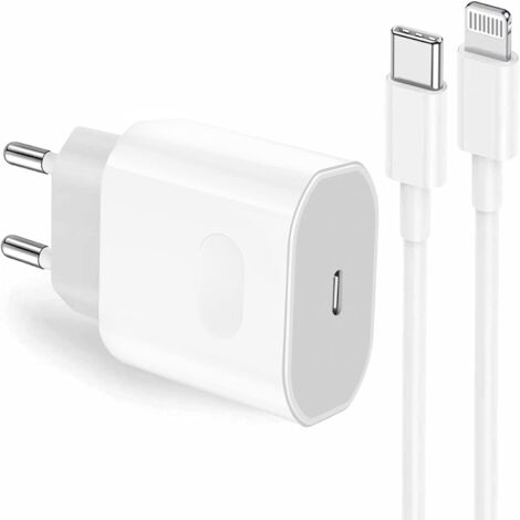 Chargeur rapide cube USB-C 20 W + câble de 2 m pour iPhone (1/5)