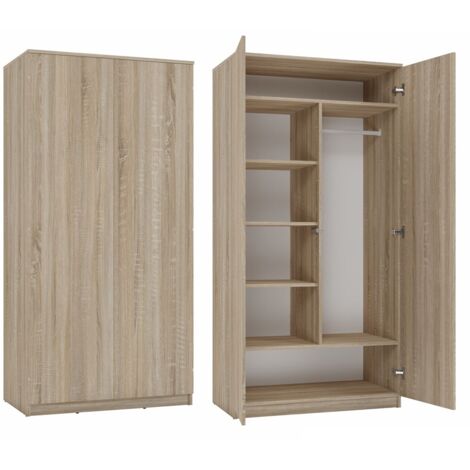 Topeshop – Armoire Malwa SD-90 chêne Sonoma – 180 cm de hauteur – 90 cm de largeur – 50 cm de profondeur – 7 étagères et système TIP-ON