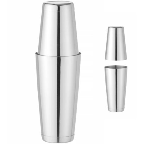 Shaker Boston 2 pièces pour boissons et cocktails Tin on Tin 0,8 l - argent