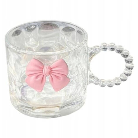 Verre à café opalescent ECARLA avec anse et nœud rose SZK80 270 ml (1/5)