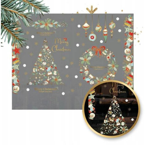 Autocollants de Noël colorés ECARLA pour fenêtres, 2 feuilles 90x30cm NKD22 (1/3)