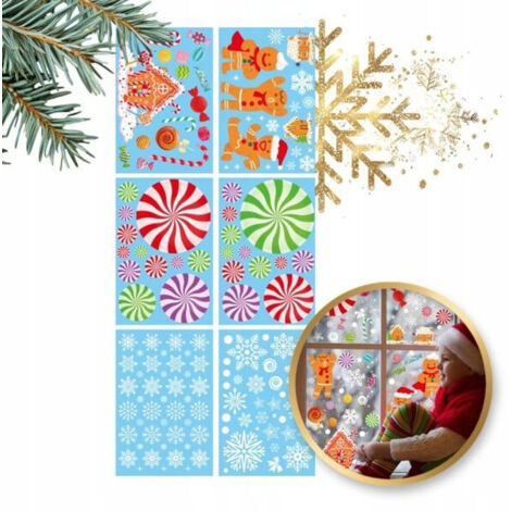Autocollants de Noël colorés ECARLA pour fenêtres, 6 feuilles 20x30cm, 14 NKD (1/5)