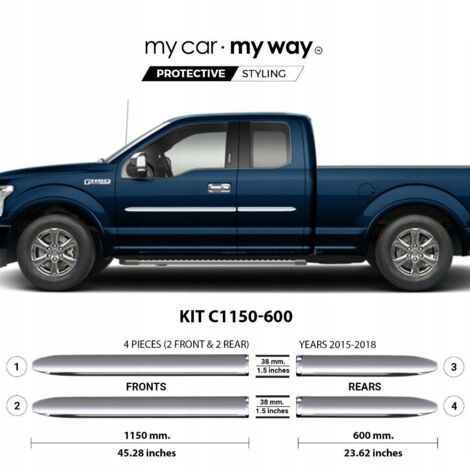Ford F150 15-18 - Garnitures centrales de portes latérales chromées (1/4)