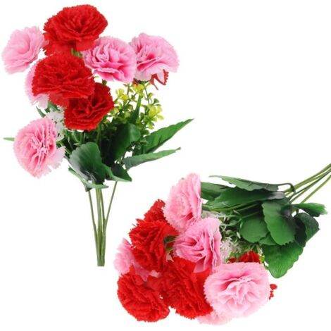 Bouquet de chrysanthèmes artificiels pour décoration de vase, composition 35 cm - Rouge-Rose