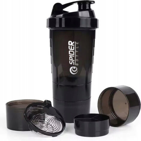 Shaker de sport ECARLA pour compléments protéinés avec filtre 500 ml Noir BD55CZ (1/3)