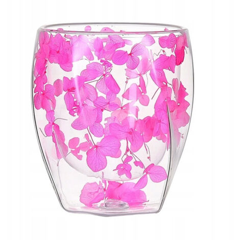 Verre isotherme à double fond ECARLA, motif hortensia, 300 ml, rose, SZK90 (1/5)