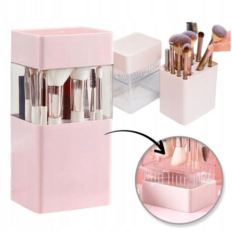 Organisateur de pinceaux ECARLA, lot de 12, avec égouttoir, 22 x 10,5 x 8 cm, rose CB71R (1/5)