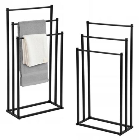 Porte-serviettes de salle de bain en métal sur pied industriel noir