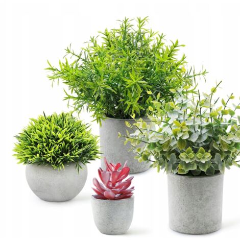 FLEURS ARTIFICIELLES EN POT lot de 4 plantes succulentes en pots gris (1/5)