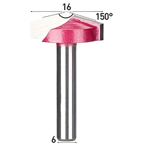 Couteau à sculpter TCT 3D en V 150° 6 x 16 mm (1/4)