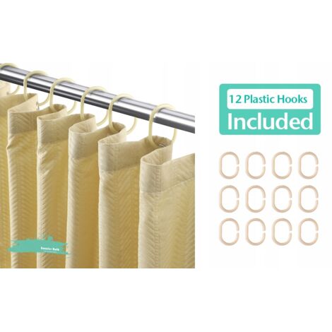 RIDEAU DE DOUCHE DE SALLE DE BAIN 200 x 183 cm, vert clair, avec crochets (1/5)