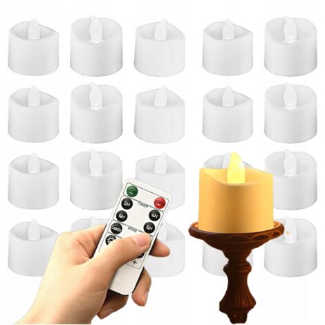 BOUGIES CHAUFFE-PLAT À LED 20 pièces avec télécommande et minuterie Décoration Sans flamme (1/5)