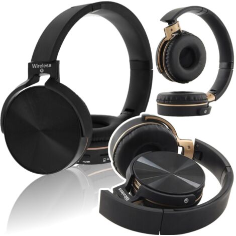 Écouteurs Bluetooth sans fil, légers, radio MP3, pliables, pour le jeu, noirs (1/5)