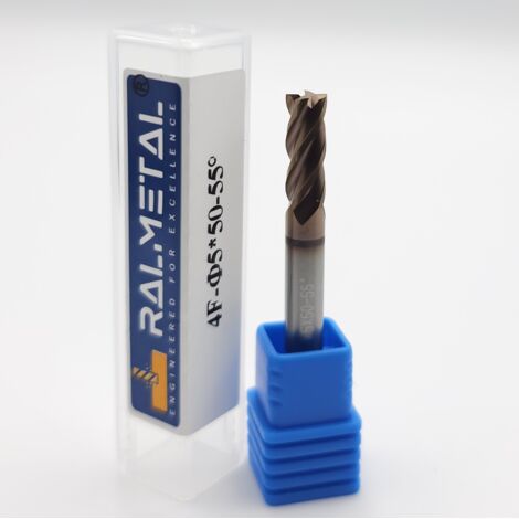 Fraise en carbure monobloc 4 dents 5 x 13 x 50 mm TiSiN 55 HRC (1/5)