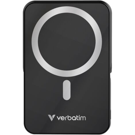 Batterie externe magnétique sans fil Verbatim Charge 'n' Go avec support, 10 000 mAh, USB-C PD 3.0, noire