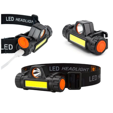 Lampe frontale puissante led rechargeable usb lampe frontale cob xpe 5 modes avec capteur