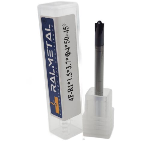 Fraise concave quart de tour R1 x 1,5 x 3,7 x 4D x 50 mm 45 HRC (1/4)