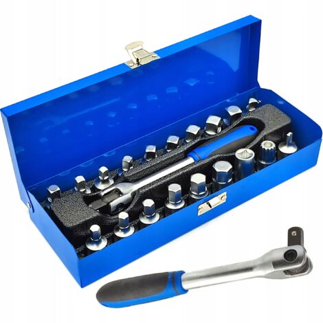 CCLIFE Kit 21 Pièces Bouchons Vidange 3/8" - Douilles Clés Vidange Huile Avec Poignée Coulissante - Outil Garage Auto
