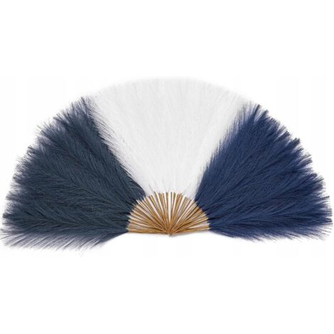 HERBE DE PAMPA GAZON ARTIFICIEL SET 60 PIÈCES blanc bleu 45 cm (1/5)