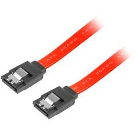 Câble SATA Lanberg DATA II (3Gb/s) F/F 0,5m Boutons pression métalliques Rouge (1/5)