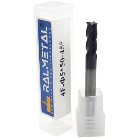 Fraise en carbure VHM 5 x 13 x 50 mm 4 dents 45 HRC  (1/4)