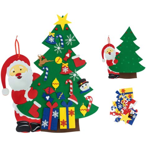 Sapin De Noël Feutrine DIY – Arbre Mural Décoratif Avec 42 Ornements Détachables Velcro, Activité Créative Enfants, Tenture Murale Noël