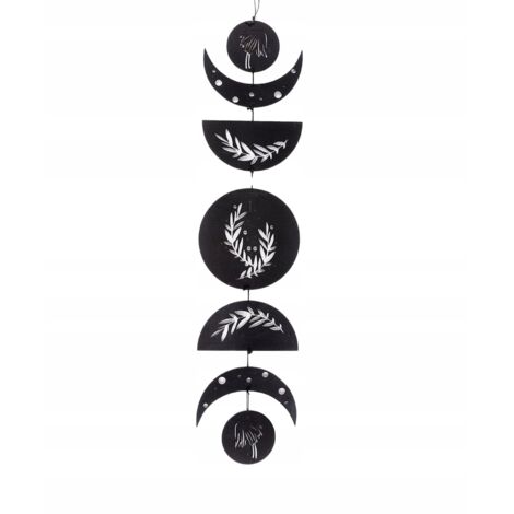 DÉCORATION MURALE PHASES DU CYCLE DE LA LUNE pendentif bohème noir en bois
