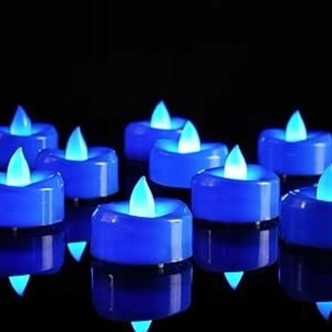 24 bougies chauffe-plat LED 3,8 x 3,5 cm bleues sans flamme Halloween (1/5)