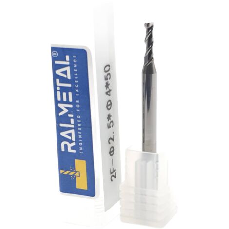 Fraise en carbure pour aluminium, 2 dents, 2,5 x 8 x 4D x 50 mm, dureté 45 HRC